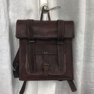 Brown leather rucksack